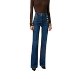 Jeans donna a palazzo con bottoni