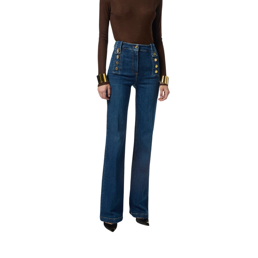Jeans donna a palazzo con bottoni