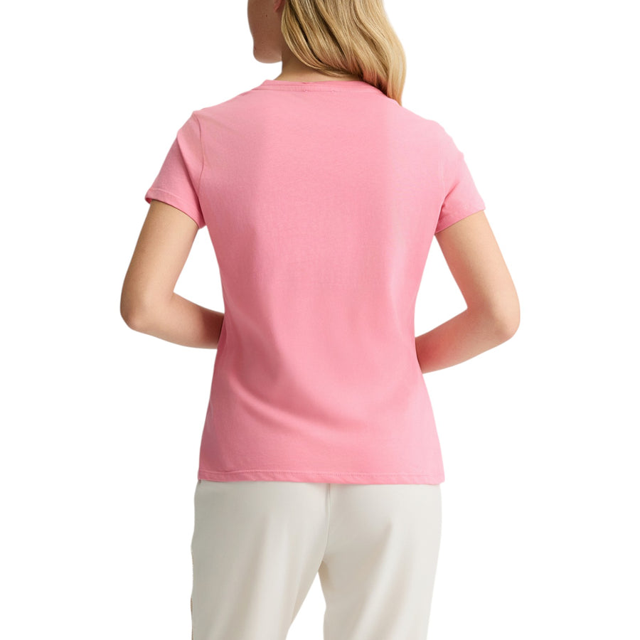 T-shirt donna con stampa e strass
