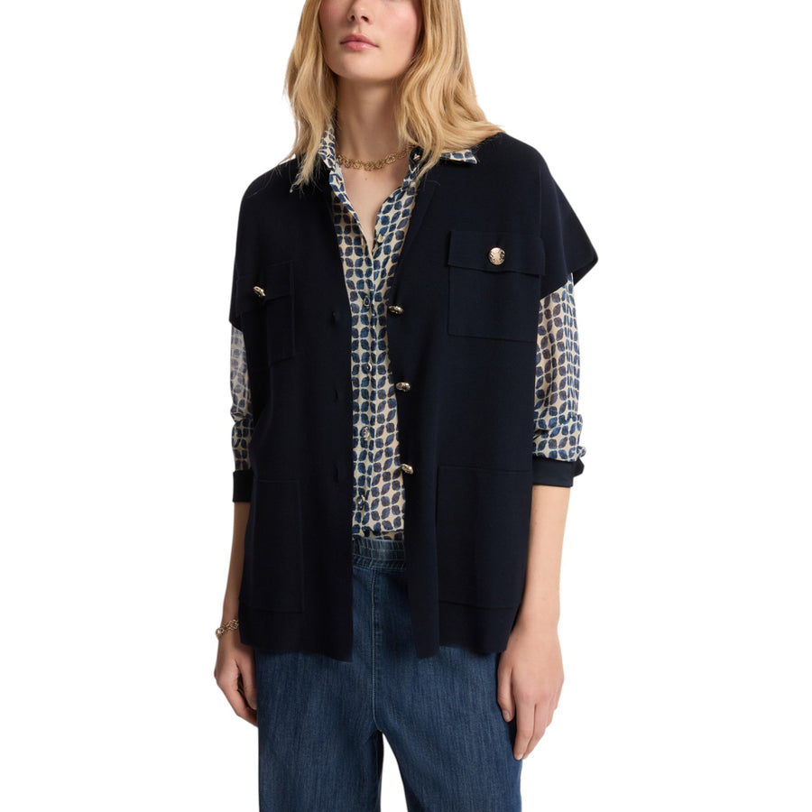 Gilet donna lungo con bottoni