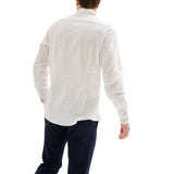 Camicia Uomo Lino Collo alla Francese Bianca QB24