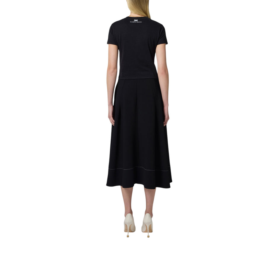T-shirt donna in jersey con collana a fiocco