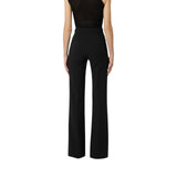 Pantaloni donna in doppio crêpe stretch con logo ricamato