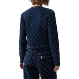 Giacca donna in denim matelassé con strass