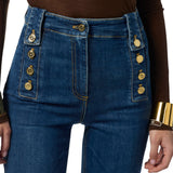 Jeans donna a palazzo con bottoni