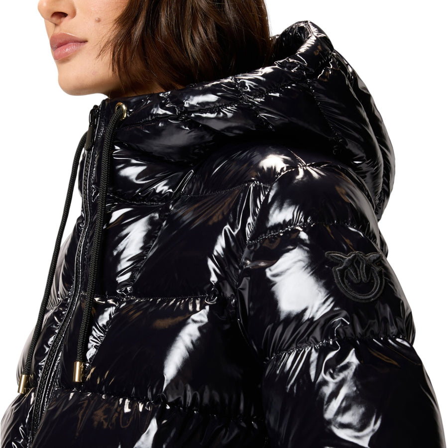 Piumino donna in crystal nylon con cappuccio