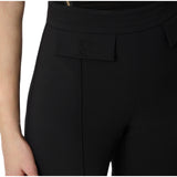 Pantaloni donna in doppio crêpe stretch con logo ricamato