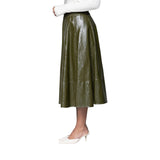Gonna donna ampia con elastico in similpelle