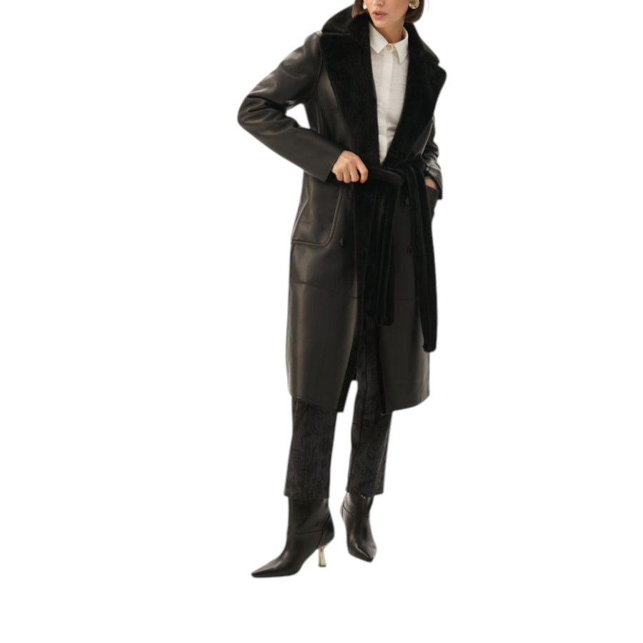 Cappotto donna lungo in piume nero