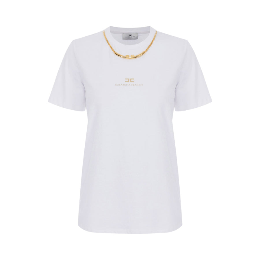 T-shirt donna in jersey di cotone con collana