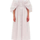 Abito in cotone con mantella in vita arricciata donna