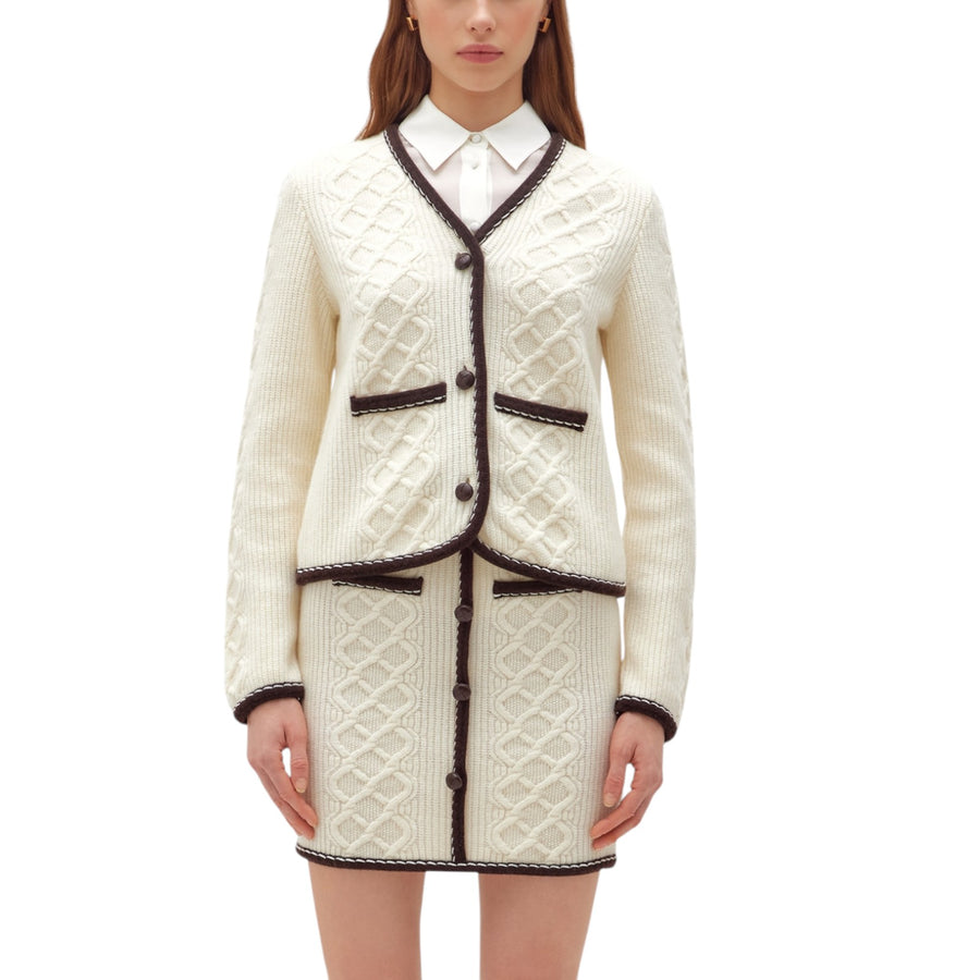 Cardigan donna in maglia motivo trecce