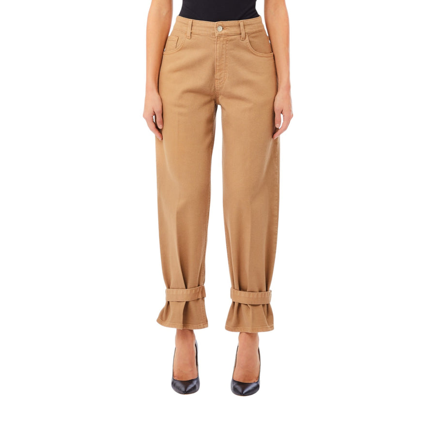 Pantaloni donna carrot fit con dettagli alle caviglie