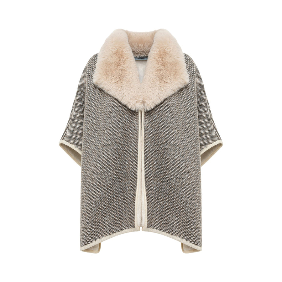 Cappa donna in maglia e faux fur