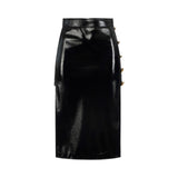 Gonna donna in vinile con bottoni gioiello