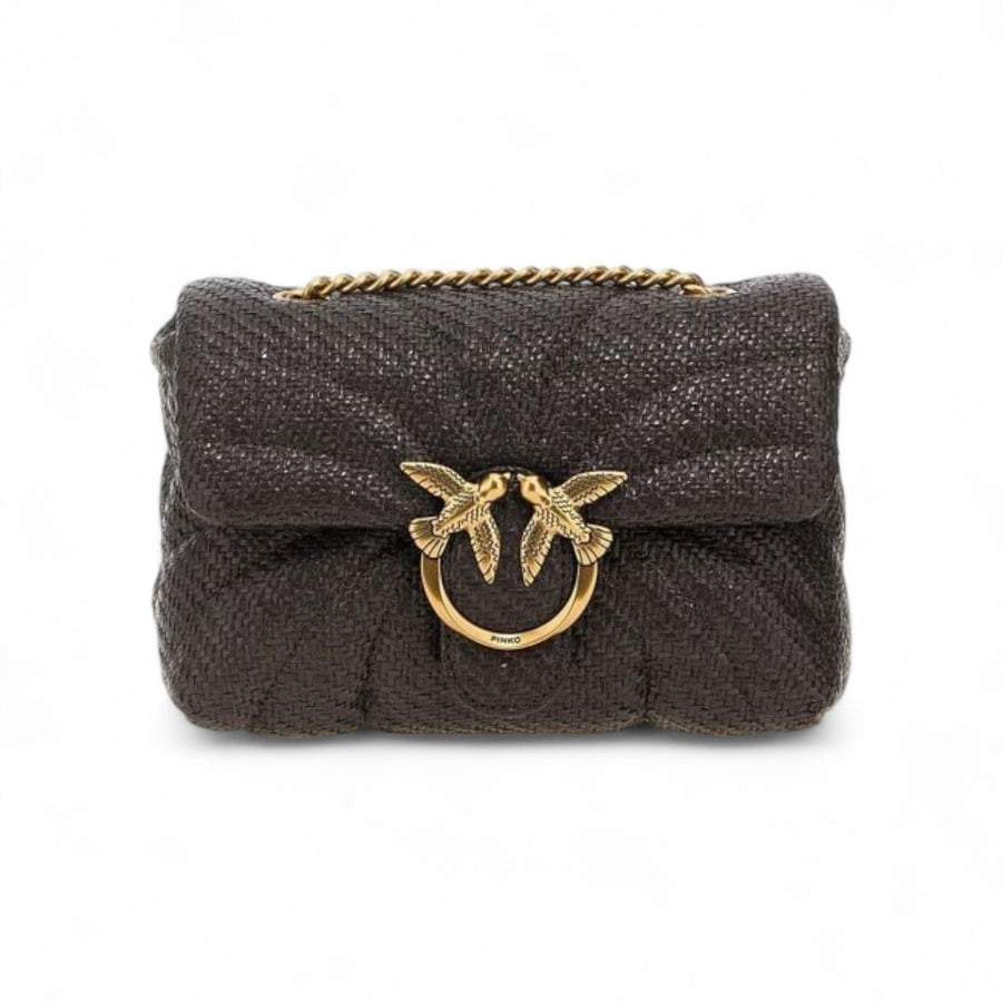 Mini borsa a tracolla Love Bag Puff in rafia con catena