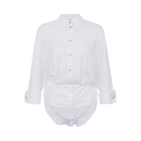 Camicia donna in popeline di cotone jacquard