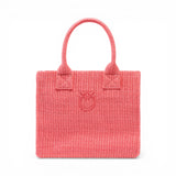 Borsa shopper piccola Beach in rafia con logo Love Birds