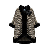 Cappa donna in Pied-De-Poule e faux fur