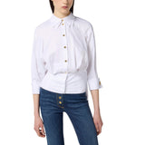 Camicia donna in popeline di cotone jacquard