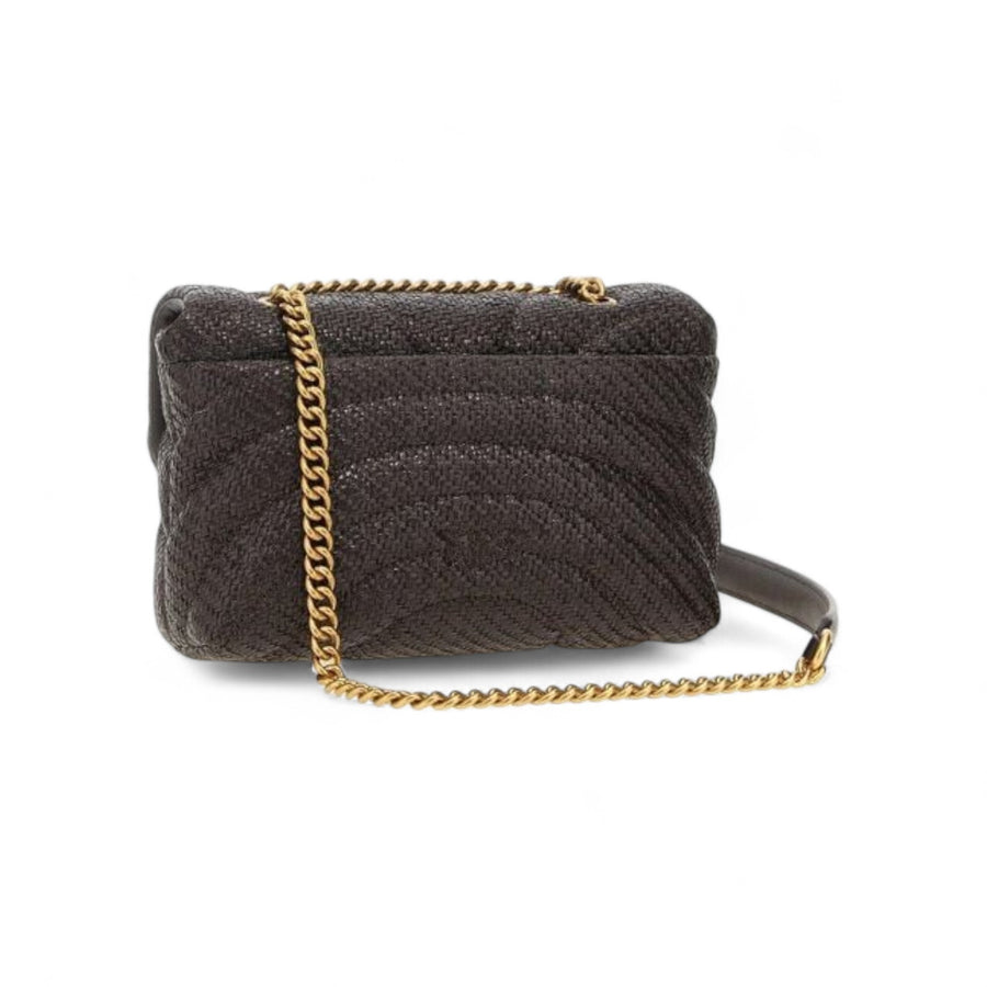 Mini borsa a tracolla Love Bag Puff in rafia con catena