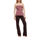Pantaloni donna palazzo in misto lino