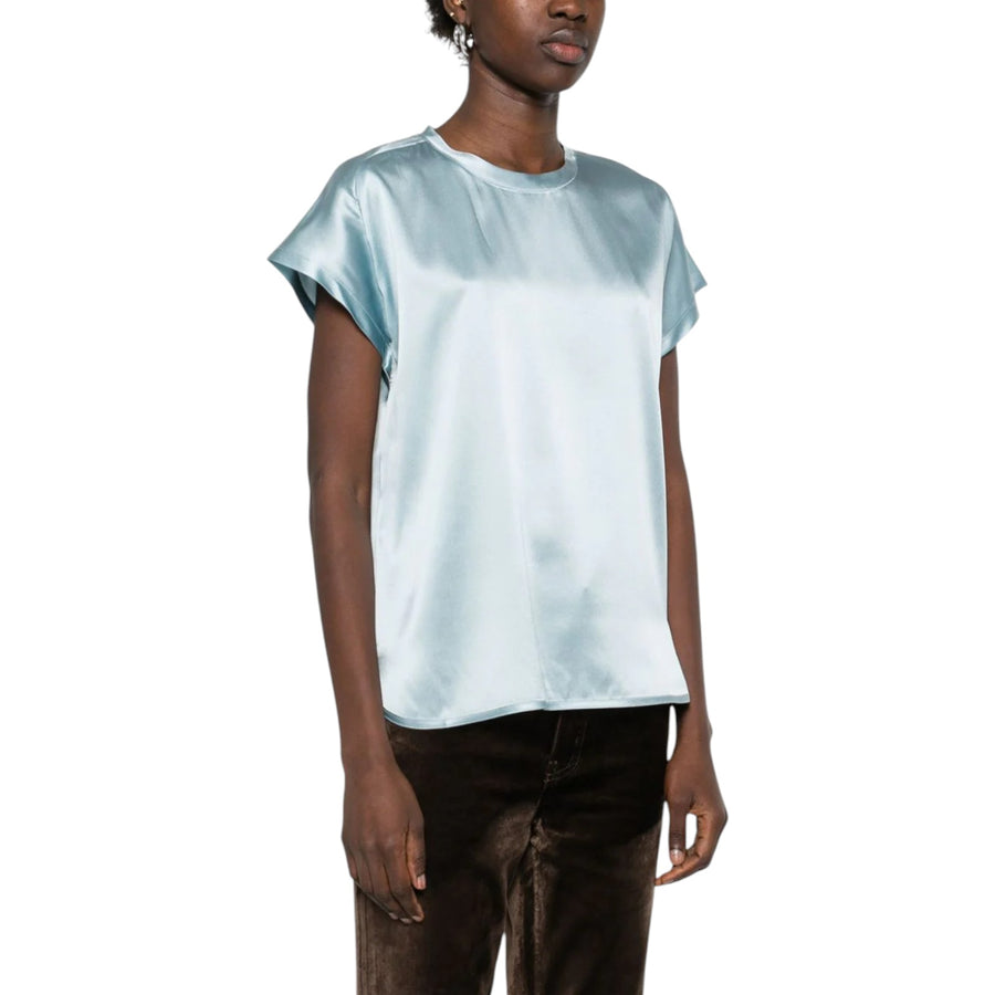 Blusa donna in satin maniche ad aletta