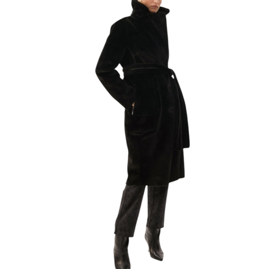 Cappotto donna lungo in piume nero