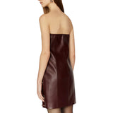 Abito donna bustier in ecopelle con ricami in pietra