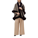 Cappa donna in Pied-De-Poule e faux fur