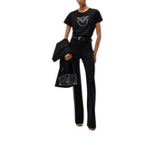 Pantaloni donna flared in punto stoffa