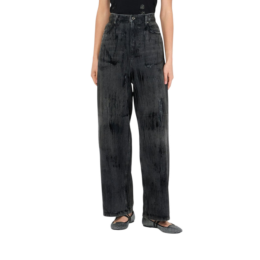 Jeans donna flare con spalmature