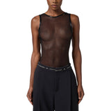 Body donna in tulle con dettagli in vinile