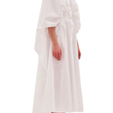 Abito in cotone con mantella in vita arricciata donna