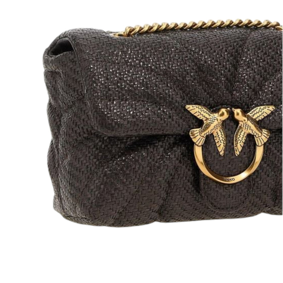 Mini borsa a tracolla Love Bag Puff in rafia con catena