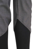 Pantalone donna elegante grigio con inserto in maglia nera a costine