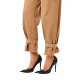 Pantaloni donna carrot fit con dettagli alle caviglie