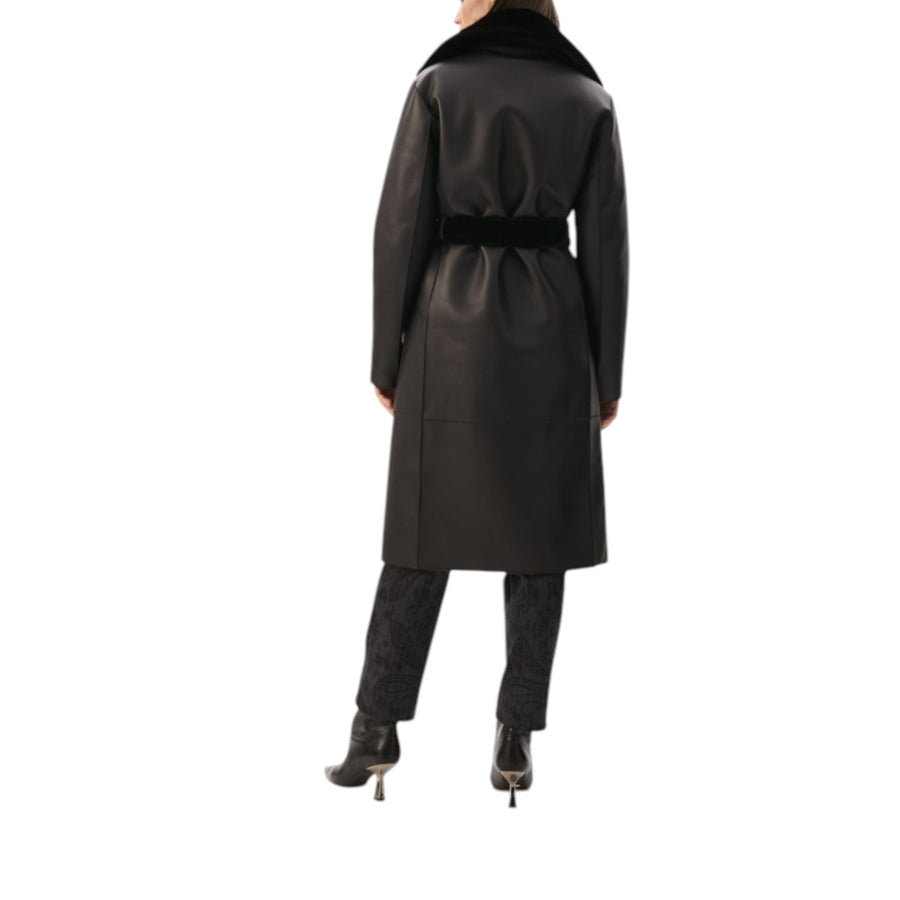 Cappotto donna lungo in piume nero