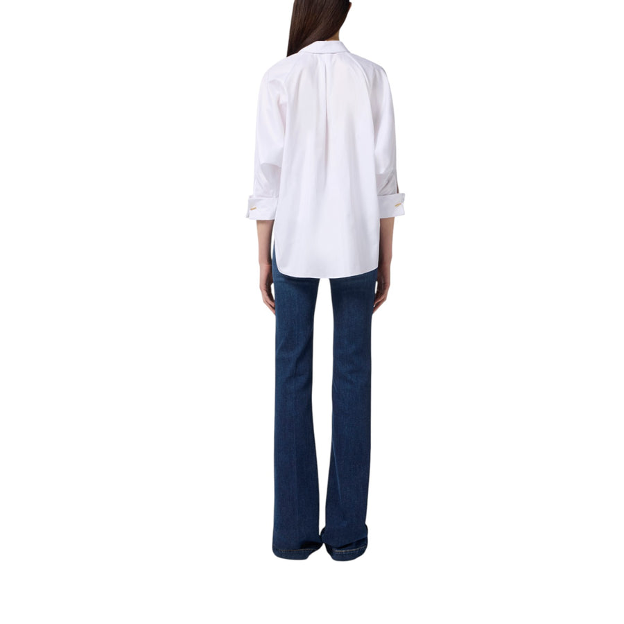Camicia donna in popeline di cotone jacquard