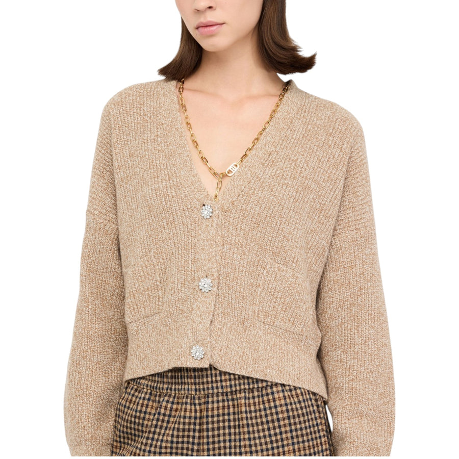 Cardigan donna con bottoni gioiello