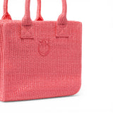 Borsa shopper piccola Beach in rafia con logo Love Birds