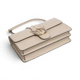 Borsa a tracolla media Love Bag One in pelle con fibbia gioiello