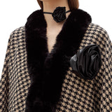 Cappa donna in Pied-De-Poule e faux fur