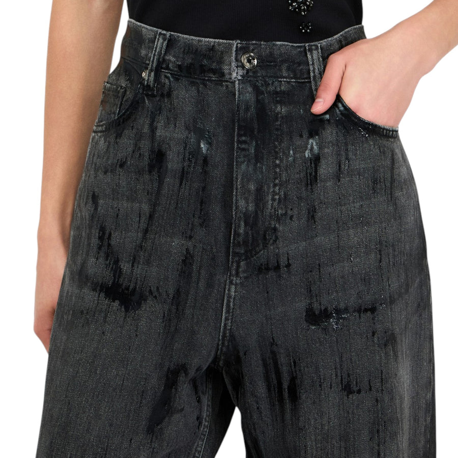 Jeans donna flare con spalmature