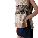 Gilet donna jacquard con ricami gioiello