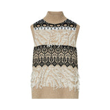 Gilet donna jacquard con ricami gioiello