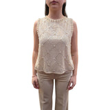 Top donna con strass e perline