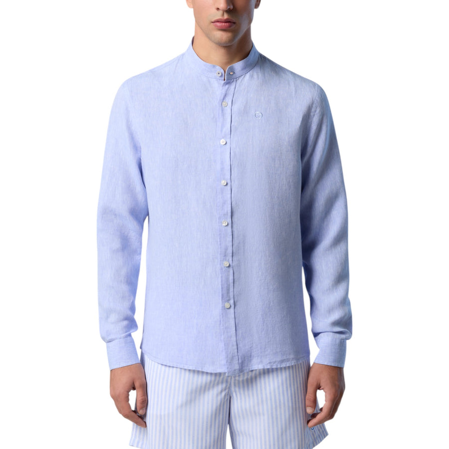 Camicia uomo alla coreana con logo