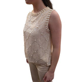 Top donna con strass e perline
