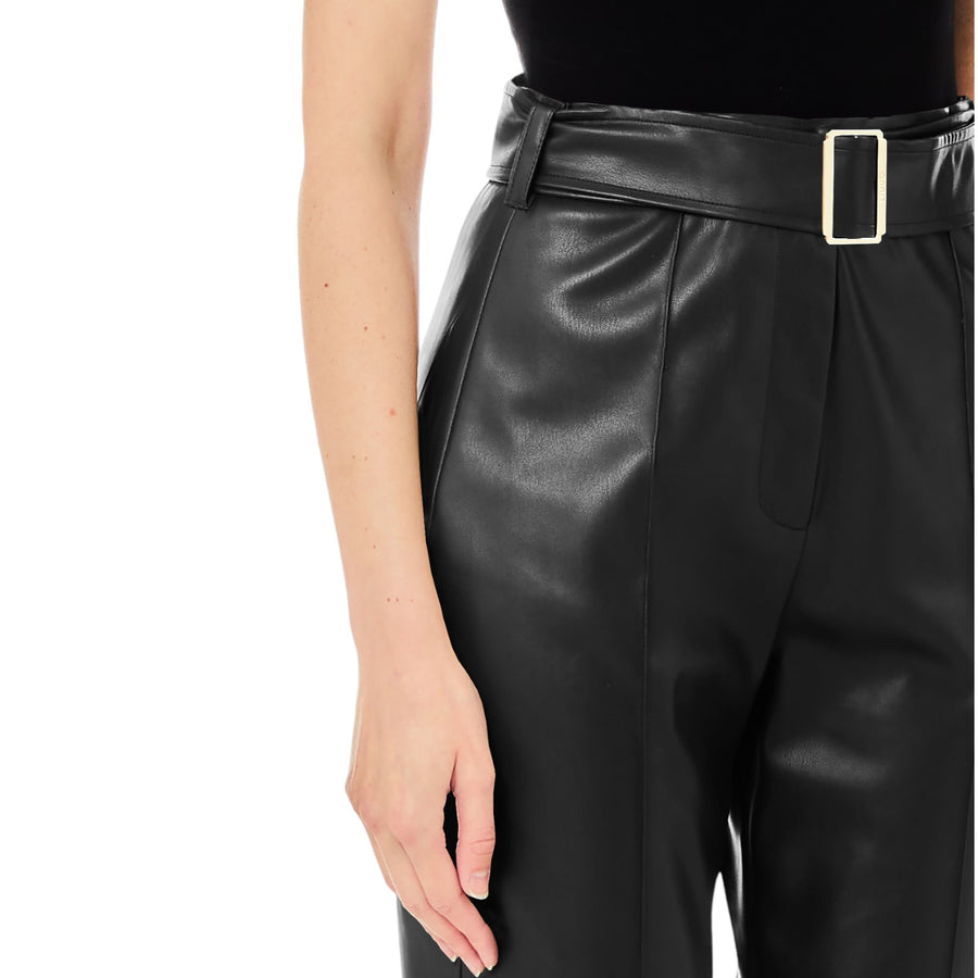 Pantaloni donna flare in tessuto spalmato